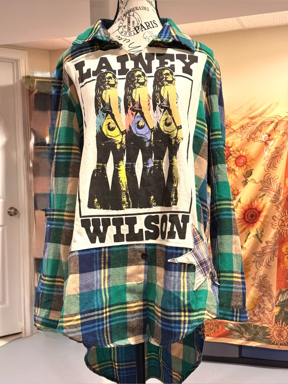 Lainey Wilson Upcycled Plaid Top